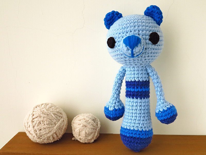 蓝懒熊-婴儿手摇铃-手工限量-绝版品 - 玩具/玩偶 - 其他材质 蓝色