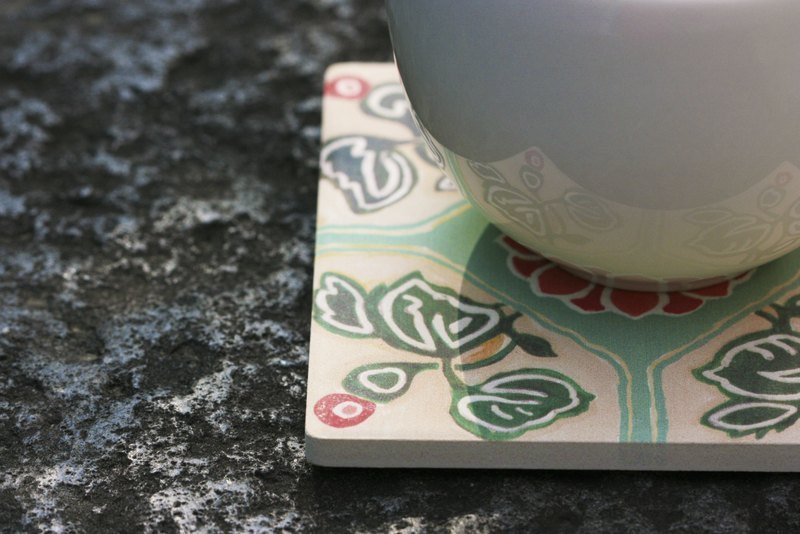 ❖QUEMOLICA❖东方系列【霞红石榴花】 吸水杯垫(可对花) - 杯垫 - 其他材质 橘色