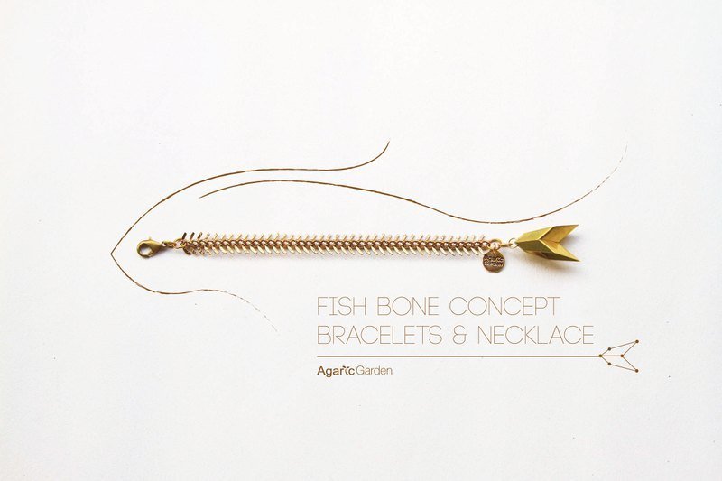<Pisces{ ♓ 我的透明鱼/ 鱼骨手链&项链 两用设计/ Fish spine chain design ♓ - 手链/手环 - 其他金属 