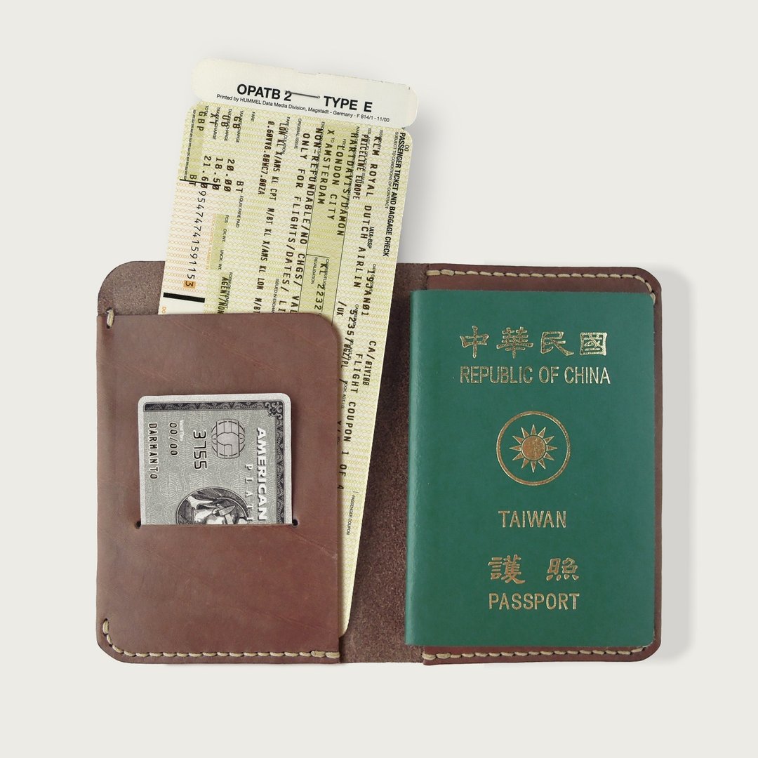 护照夹/护照套/记事手札/记事本 - 深咖啡色 - 护照夹/护照套 - 真皮 咖啡色