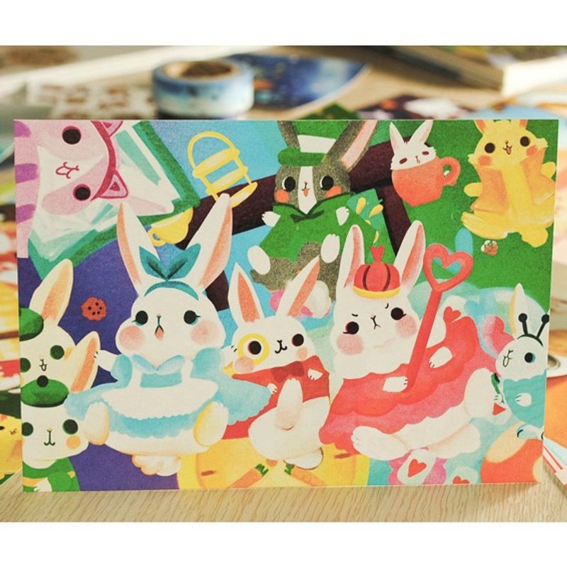 小兔童话明信片*爱丽丝兔兔仙境 - 卡片/明信片 - 纸 多色