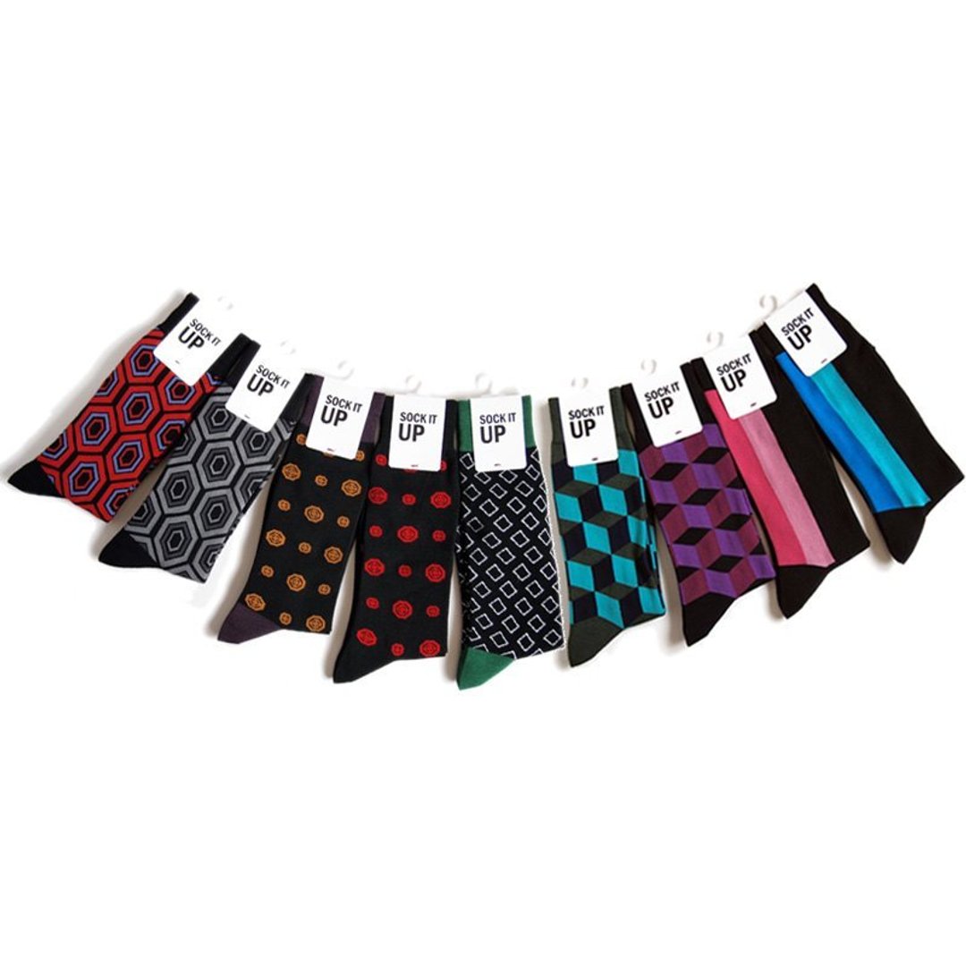 SOCK IT UP台湾制造200针缇花图案中筒绅士袜·任选三双690元专区 - 绅士袜 - 其他材质 多色