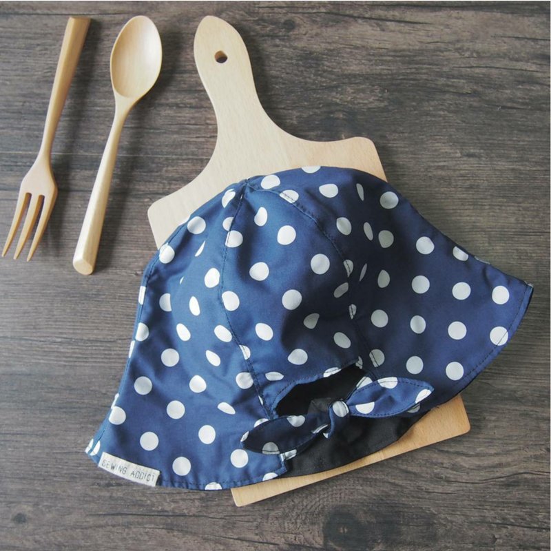 现货-【马尾娘系列】水玉点点 手工帽子 双面渔夫帽 - 帽子 - 其他材质 蓝色