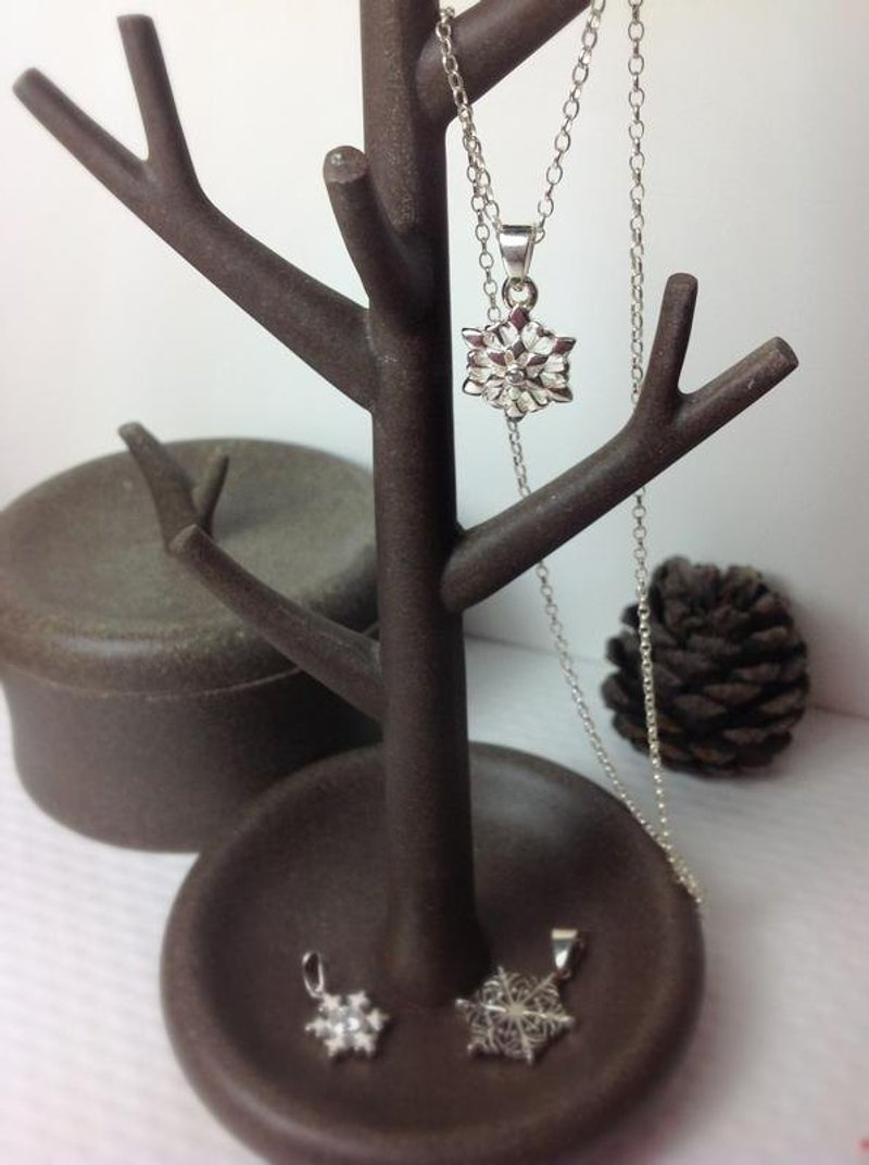 精致的雪花 纯银项炼 - 项链 - 其他金属 白色