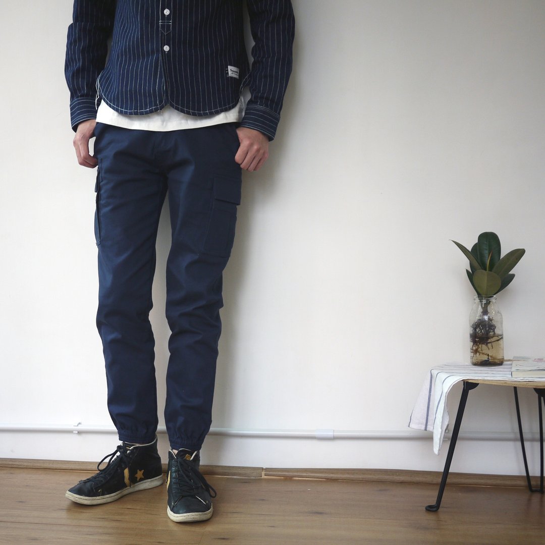 Jogger Pants双袋束口长裤/军事风/中性款/纯棉 - 男士长裤 - 其他材质 黑色