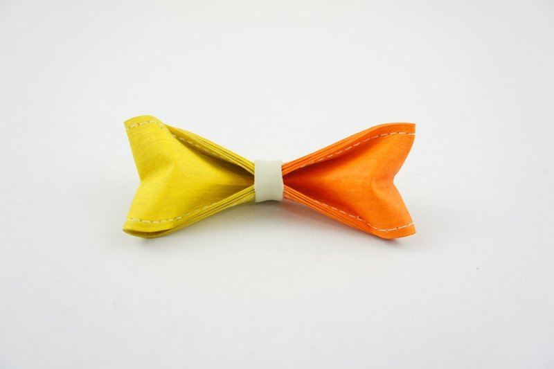 【新品】10/10 十分设计《柠檬黄 x 柳橙橘》手工制作双色领结（纸领结、蝴蝶结、领带/婚礼小物、装扮、新郎婚纱、伴郎领结） - 领带/领带夹 - 防水材质 橘色