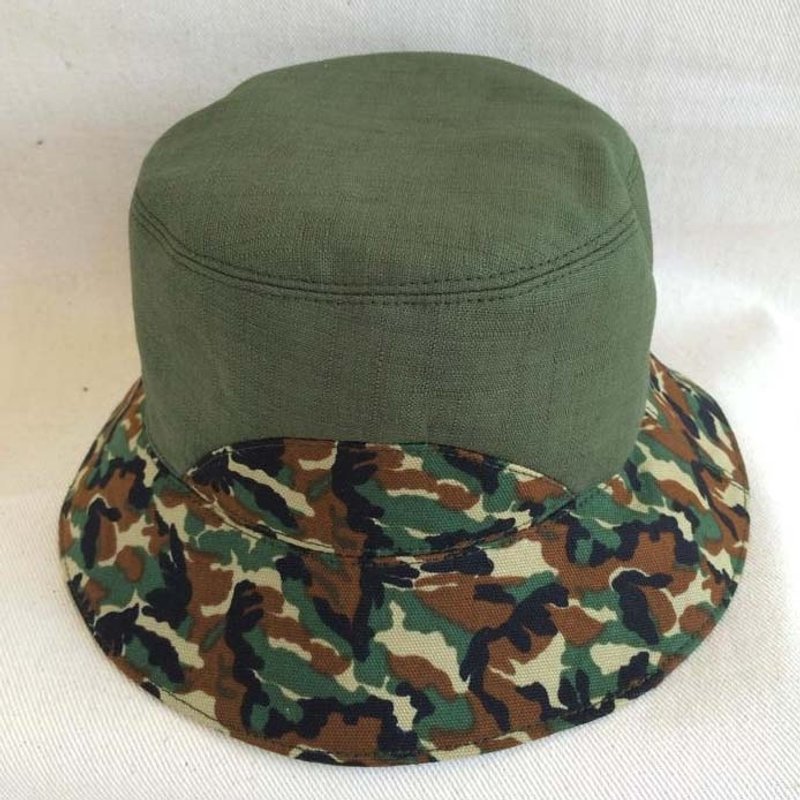 Va手工童帽系列 迷彩丛林系双面渔夫帽 - 童装鞋 - 其他材质 绿色