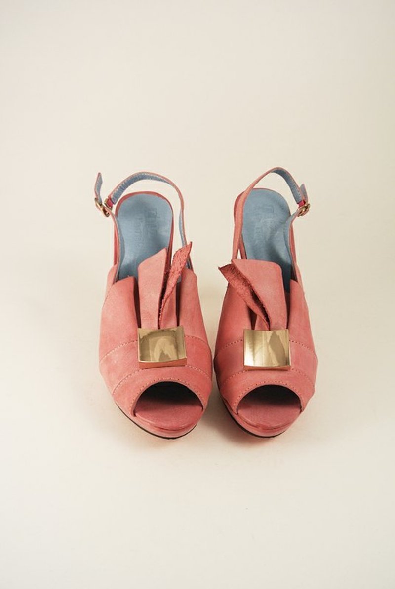 选对糖让你闪闪发亮。全城热线。擦色鱼口花型跟鞋 - 女款休闲鞋 - 真皮 