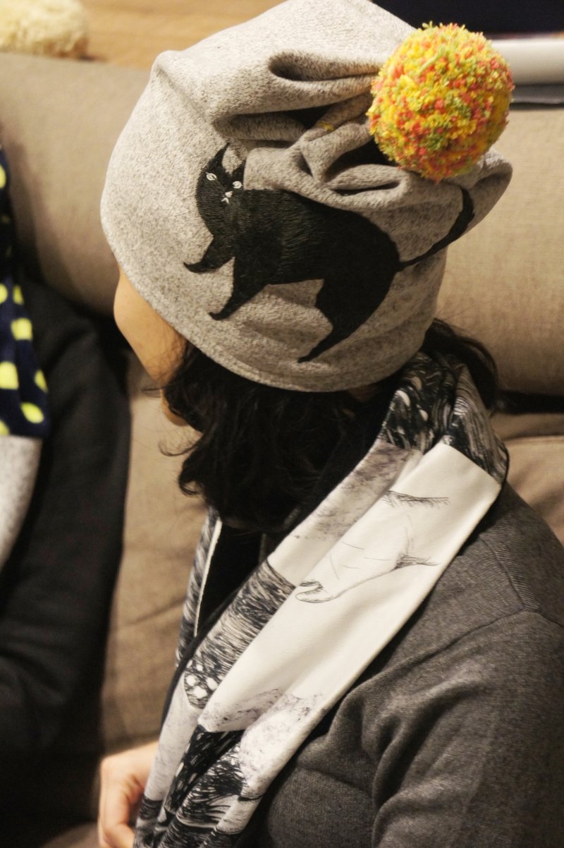 躲猫猫 毛帽/illustrator:猫鱼 ( 目前只有橘毛球啰) - 帽子 - 其他材质 灰色