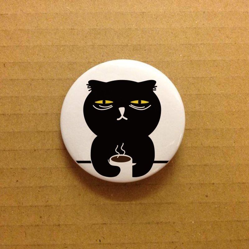 坏猫咪系列小徽章- 我讨厌星期一 - 胸针 - 塑料 白色