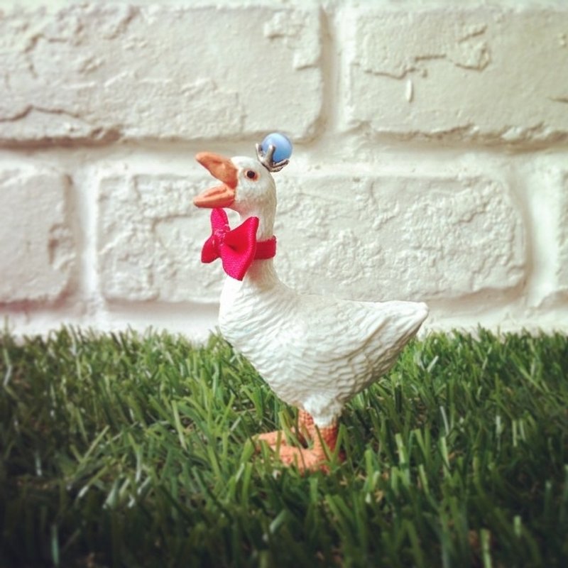 动物园 | 阿鹅戴领结 钥匙圈/吊饰 - 领带/领带夹 - 塑料 白色