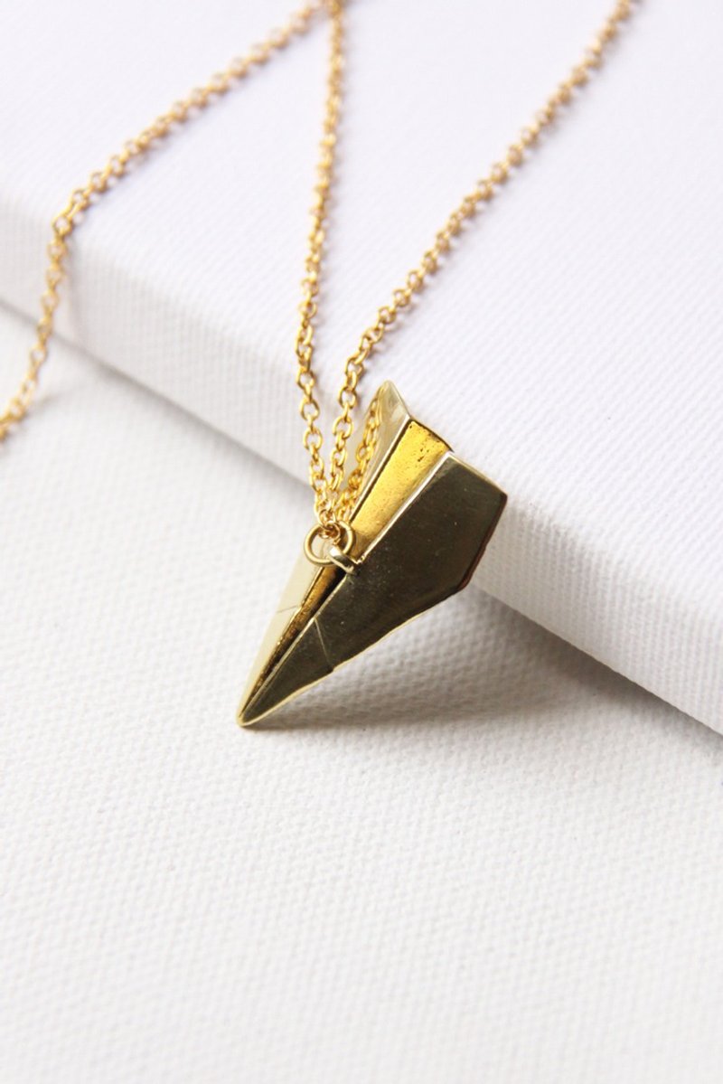 Folded paper airplane pendant necklace by linen. - 项链 - 其他金属 