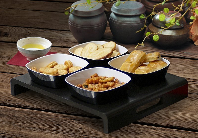 谈谈冰果室点心盘 黑色、红色 (4件组) - 浅碟/小碟子 - 塑料 红色