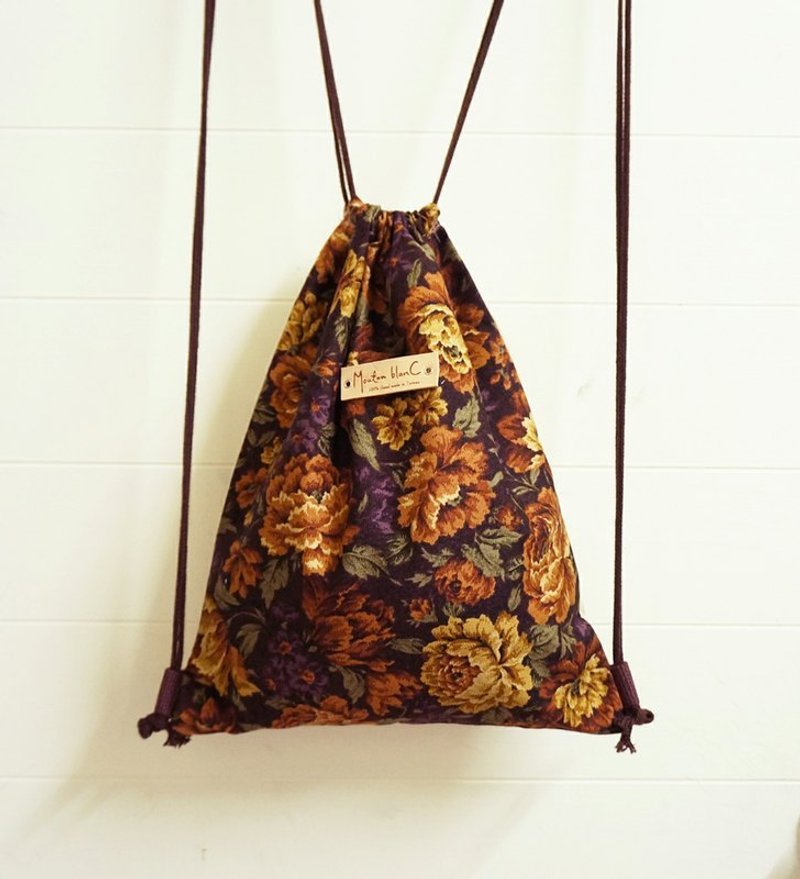 ☚ 带少少也可出门 _ 后背束口包 _ 缤纷花系.秋日款 ☛ - 侧背包/斜挎包 - 其他材质 咖啡色