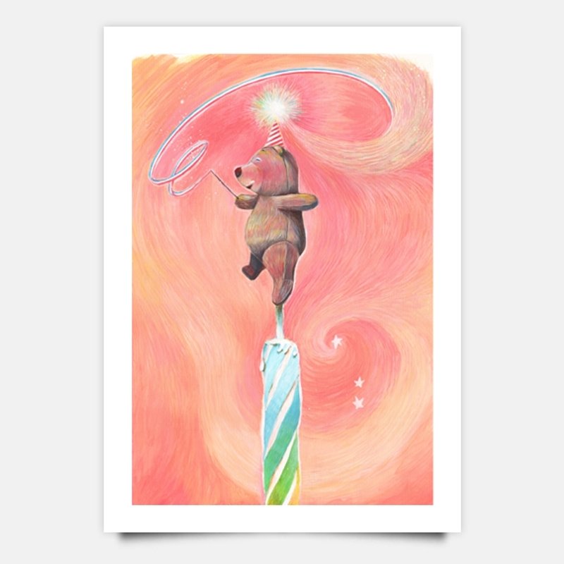 生日熊 /明信片 - 卡片/明信片 - 纸 粉红色