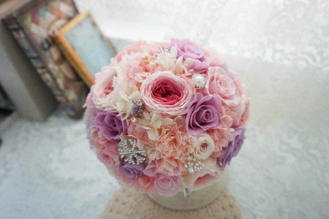 永生花不凋花珠宝钻捧花-20cm *交换礼物*情人节*婚礼*生日礼物 - 植栽/盆栽 - 植物．花 粉红色