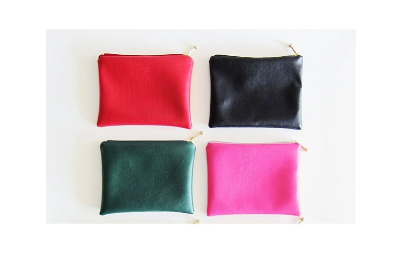 圣诞交换礼物 拉链包 零钱包 简约 人造皮革 仿皮革 - 零钱包 - 真皮 红色