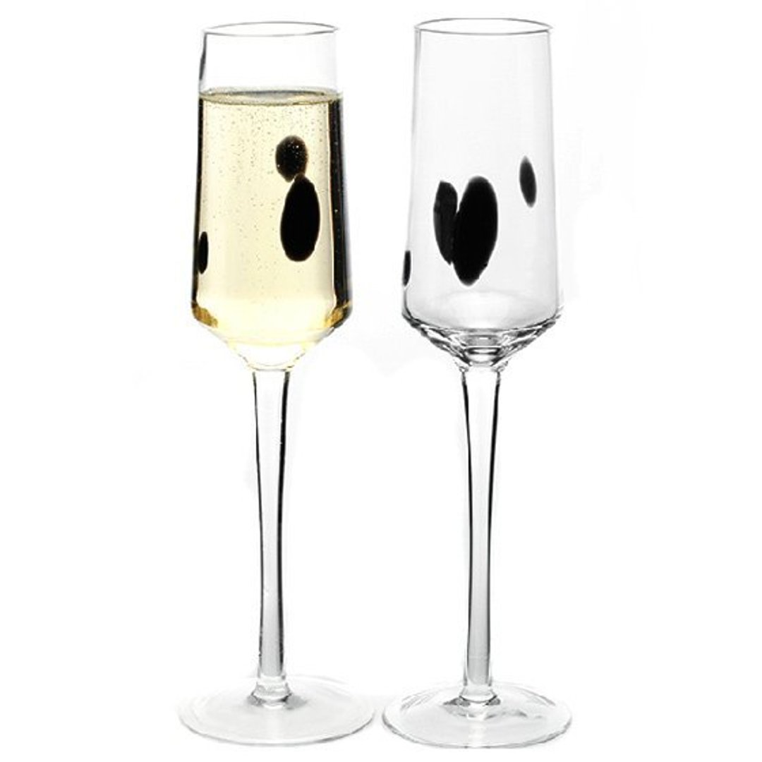 (一对价)230cc【MSA GLASS ENGRAVING】(101犬黑) 法国风情香槟杯 手工杯玻璃雕刻 香槟对杯刻字 迪士尼101忠犬 - 其他 - 玻璃 黑色