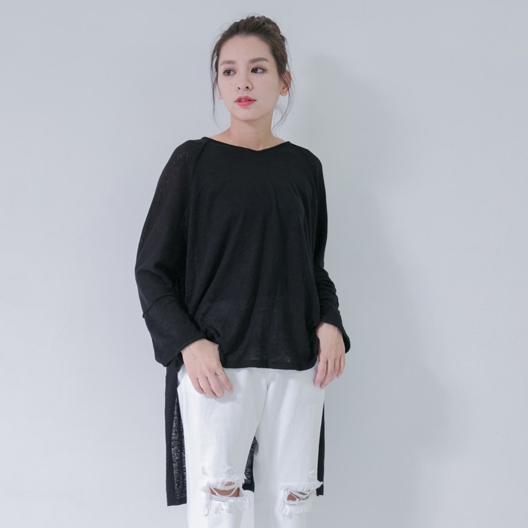 SU:MI said Knitwear 前短后长针织长上衣_5AF002_黑 - 女装针织衫/毛衣 - 其他材质 黑色