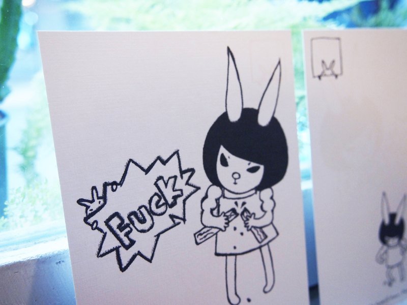 兔子系列。插画明信片- FUCK - 卡片/明信片 - 纸 