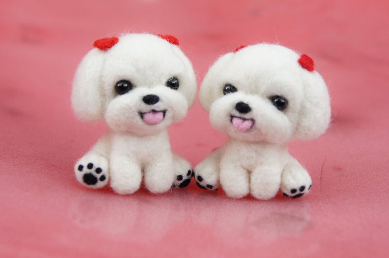 【羊乐多 X 羊毛毡】Q版 马尔济斯 钥匙圈 - 玩偶/公仔 - 羊毛 白色