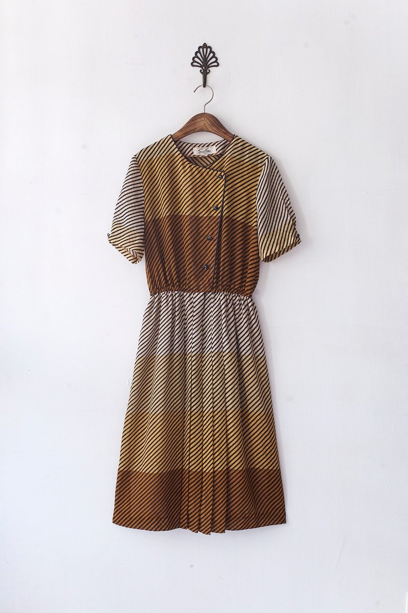 Banana Flyin’ ｜日本制 古着 黄色 斜纹 短袖洋装 - 裙子 - 其他材质 