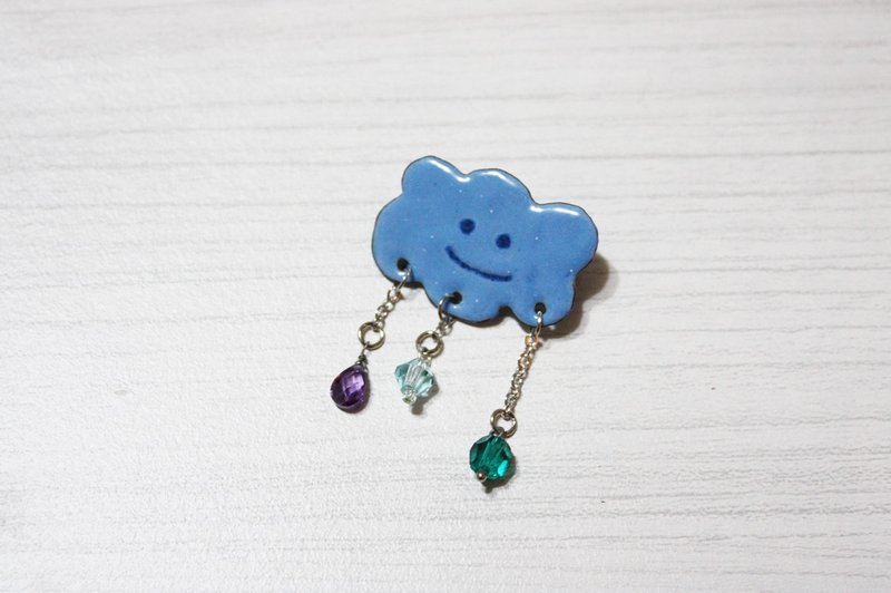 下雨了 - 胸针 - 珐琅 蓝色