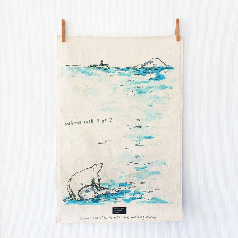 黑熊白熊布海报（北极熊款） - 海报/装饰画/版画 - 棉．麻 白色