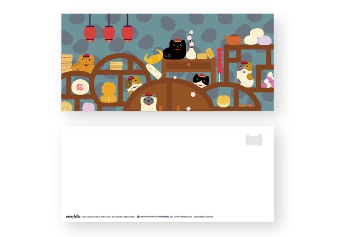 hime's cats 我的猫明信片猫台式午茶 - 卡片/明信片 - 纸 多色