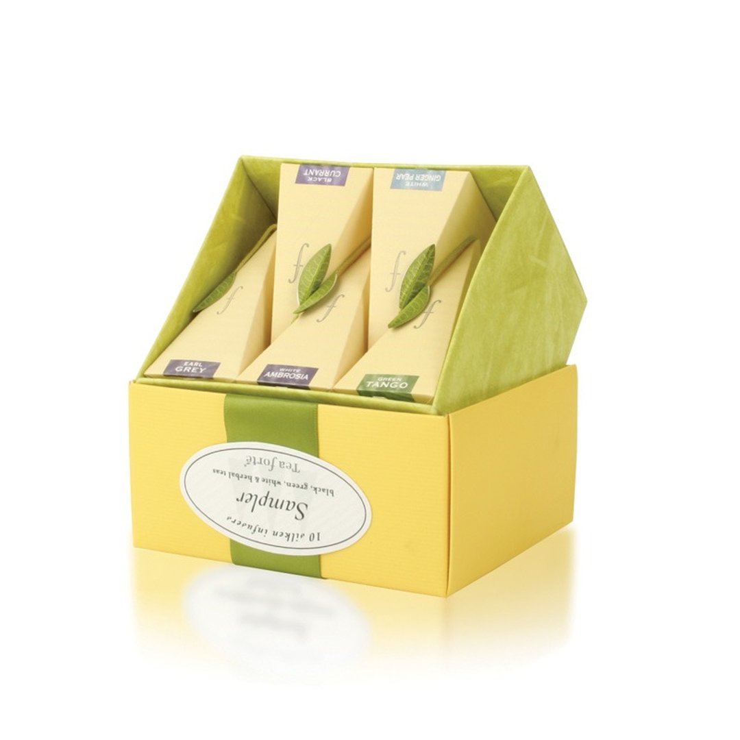 Tea Forte 10入金字塔丝质茶包 - 经典集萃 Sampler Petite Ribbon Box - 茶 - 新鲜食材 