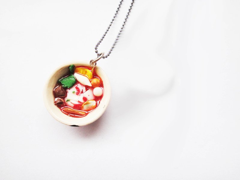 泰式酿豆腐河粉可爱项链 - 项链 - 粘土 红色