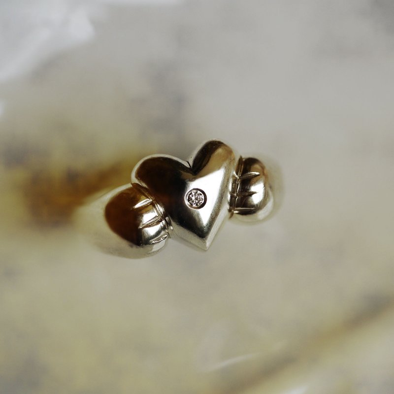 手工925纯银 x 2分钻石【猫手掌肉球戒指Cat ring】 - 戒指 - 宝石 银色