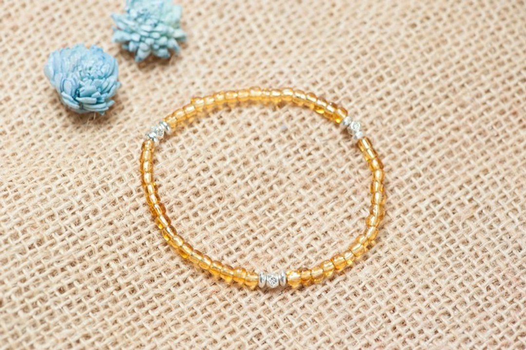 【Woody'sHandmade】柠檬。透色黄琉璃手串Lime. Yellow Liu-li Bracelet - 手链/手环 - 其他材质 黄色