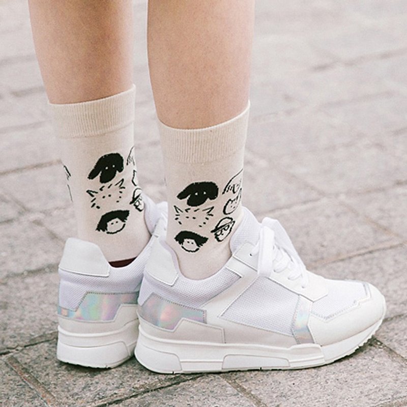 GREEN BLISS 有机棉袜 - 联名系列 heyjung Me&my family 我的家庭 中长袜 (男/女) - 袜子 - 棉．麻 红色