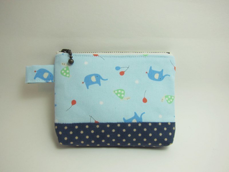 大象与小乌龟零钱包 - 零钱包 - 棉．麻 蓝色
