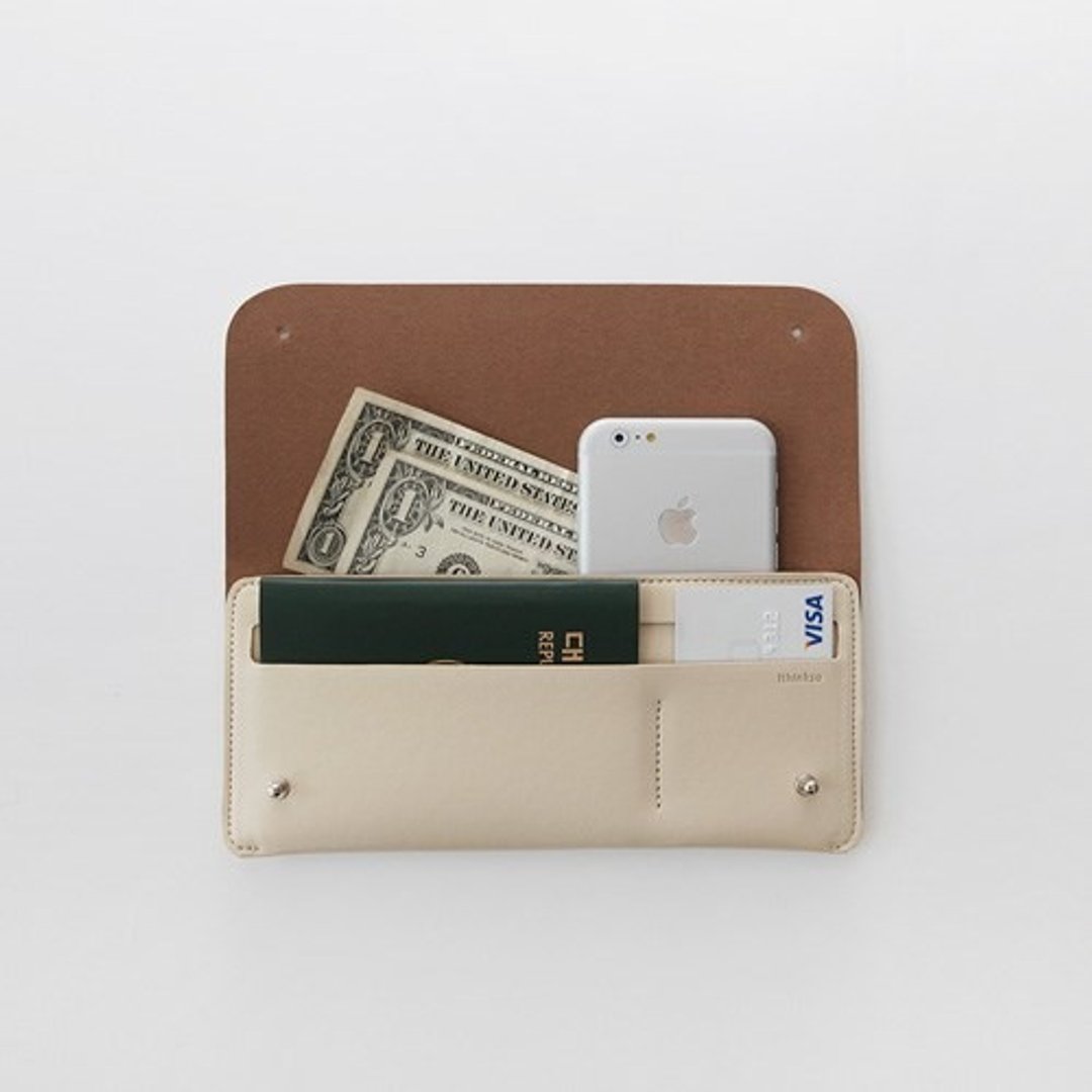 【牛一水佘】韩国 ithinkso Passport Organizer_tall Ivory 质感 皮革 长型 护照夹 - 护照夹/护照套 - 真皮 白色