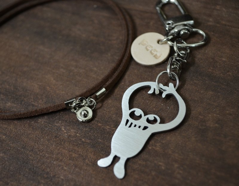 【Peej】惧高症青蛙·不锈钢吊饰 交换礼物 - 钥匙链/钥匙包 - 其他金属 灰色