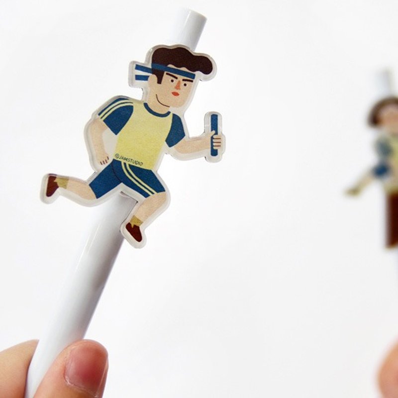 扑通黑色原子笔-田径男孩,JSD78520 - 圆珠笔/中性笔 - 塑料 蓝色