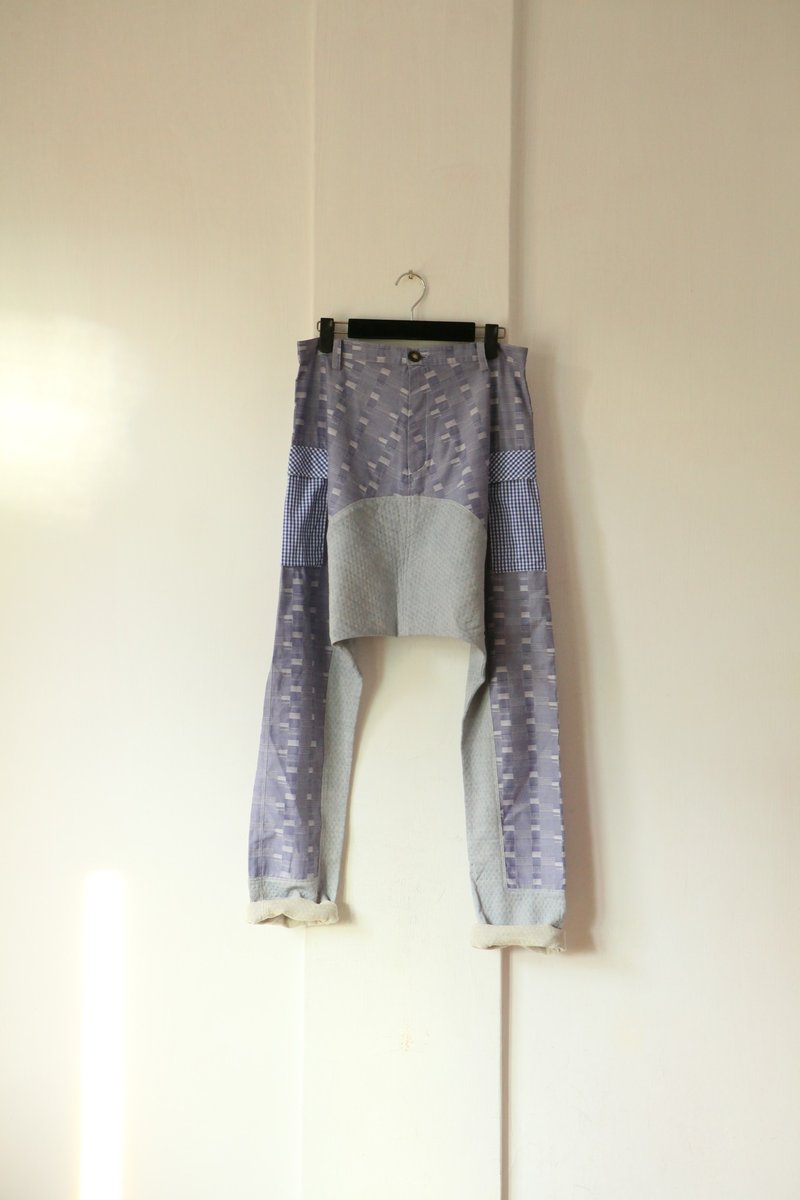 Envol Avec Ning 黑格男装低档裤/蓝牛津 - 男士长裤 - 其他材质 黑色