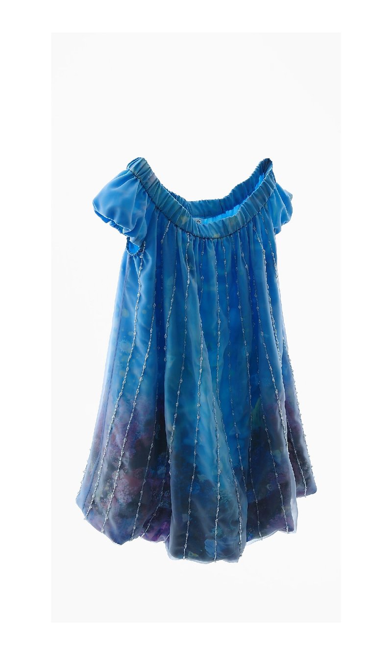 <TWINKLE CAT>  EXCLUSIVE 限量订制服 平肩泡泡短礼服 - 洋装/连衣裙 - 其他材质 蓝色