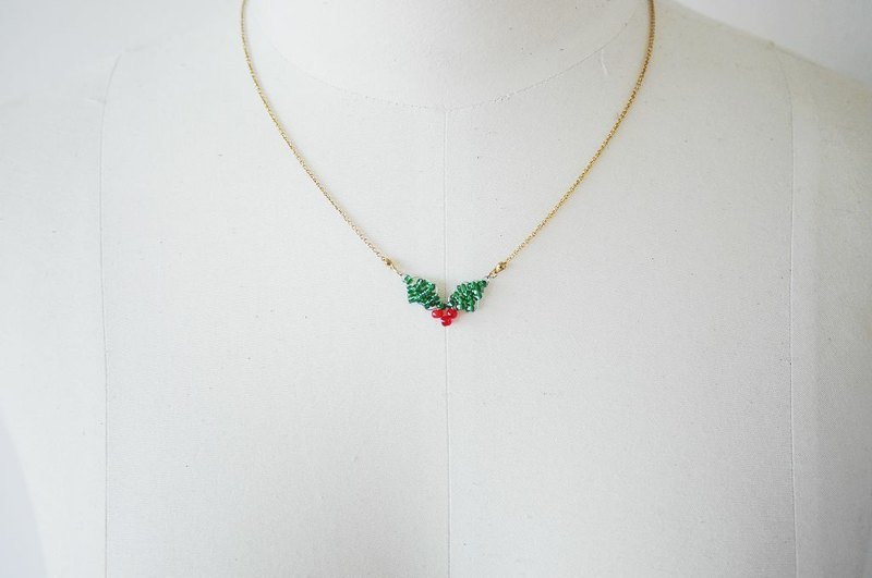 圣诞快乐-圣诞红项炼(深绿) - 项链 - 其他材质 多色