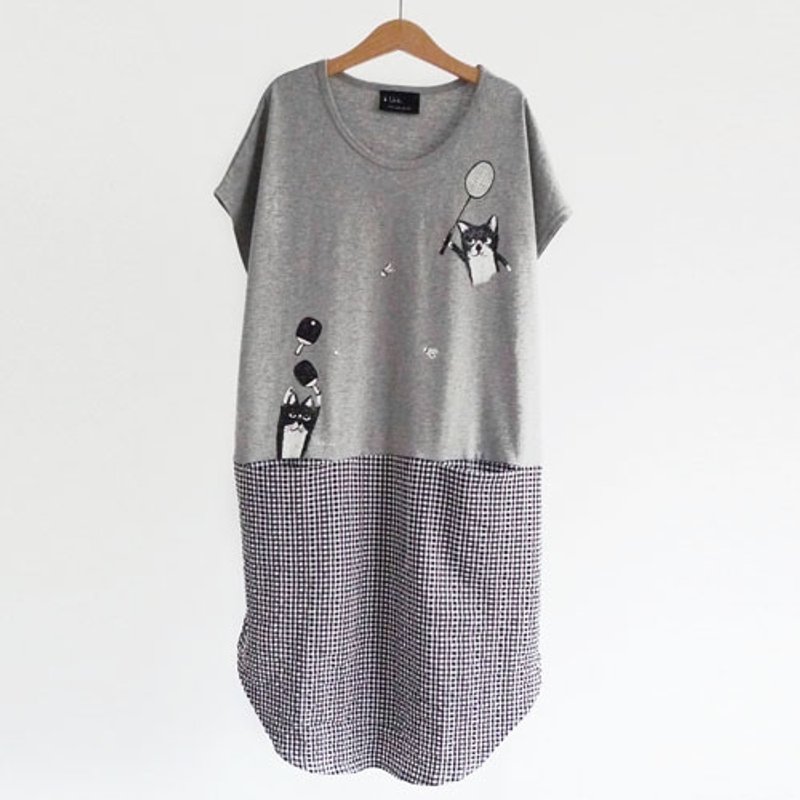 ：Urb.【拍拍猫】女/双穿法 x 椭圆创意款 - 洋装/连衣裙 - 棉．麻 灰色