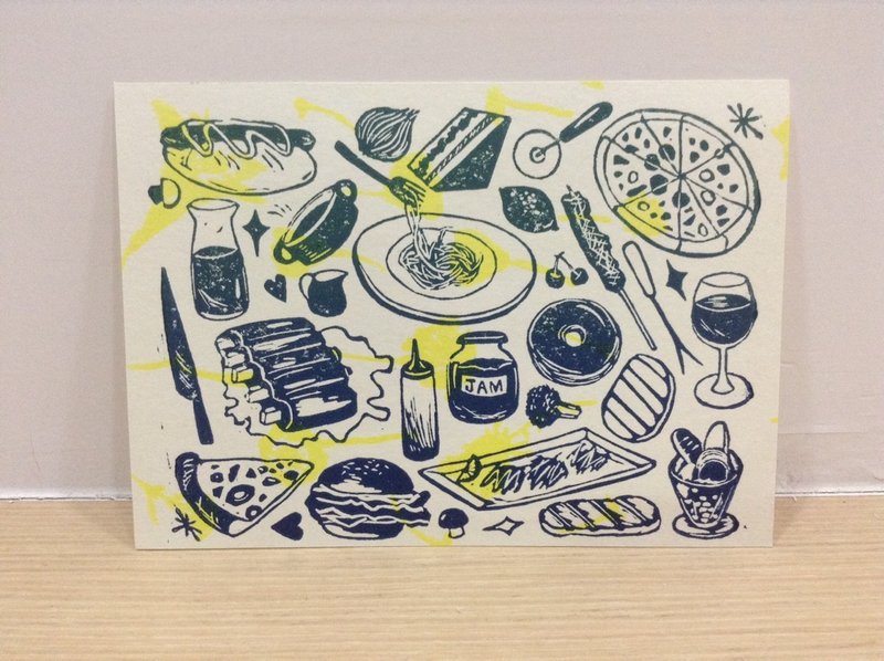 【可着色】美食控-手工版印明信片 - 海报/装饰画/版画 - 纸 白色