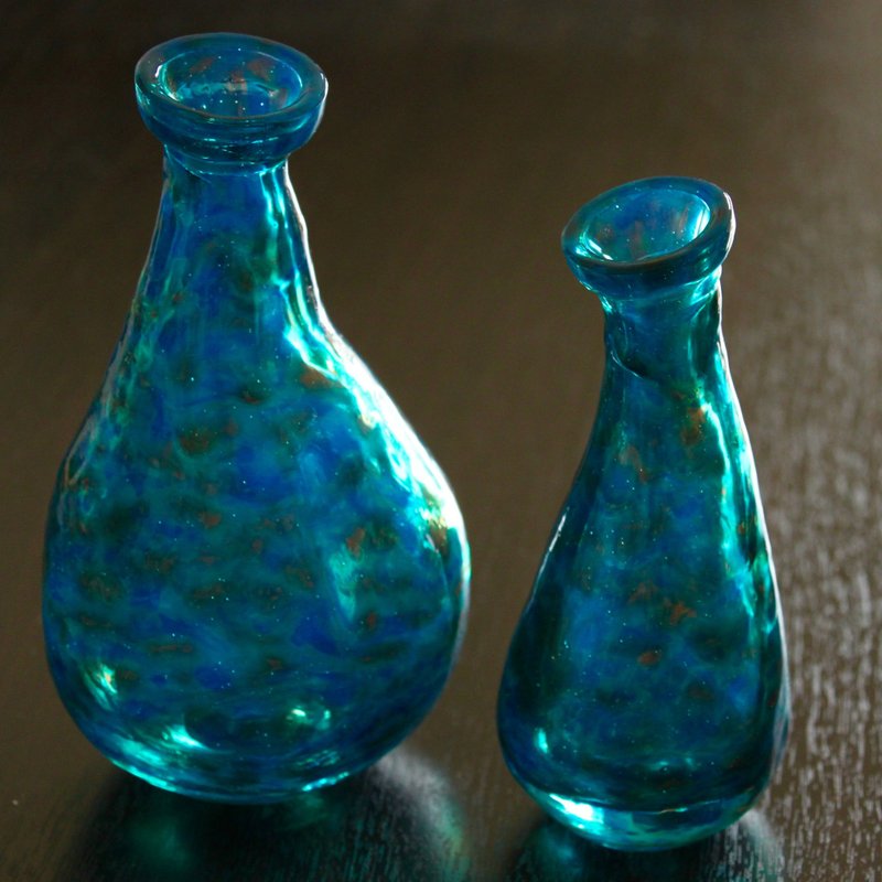 慢舞│日式禅风深浅蓝混色琉璃花器礼组 - 植栽/盆栽 - 玻璃 蓝色