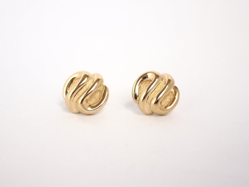 Circle dot 金丝卷 不锈钢耳针 耳环 耳饰 407 - 耳环/耳夹 - 塑料 金色
