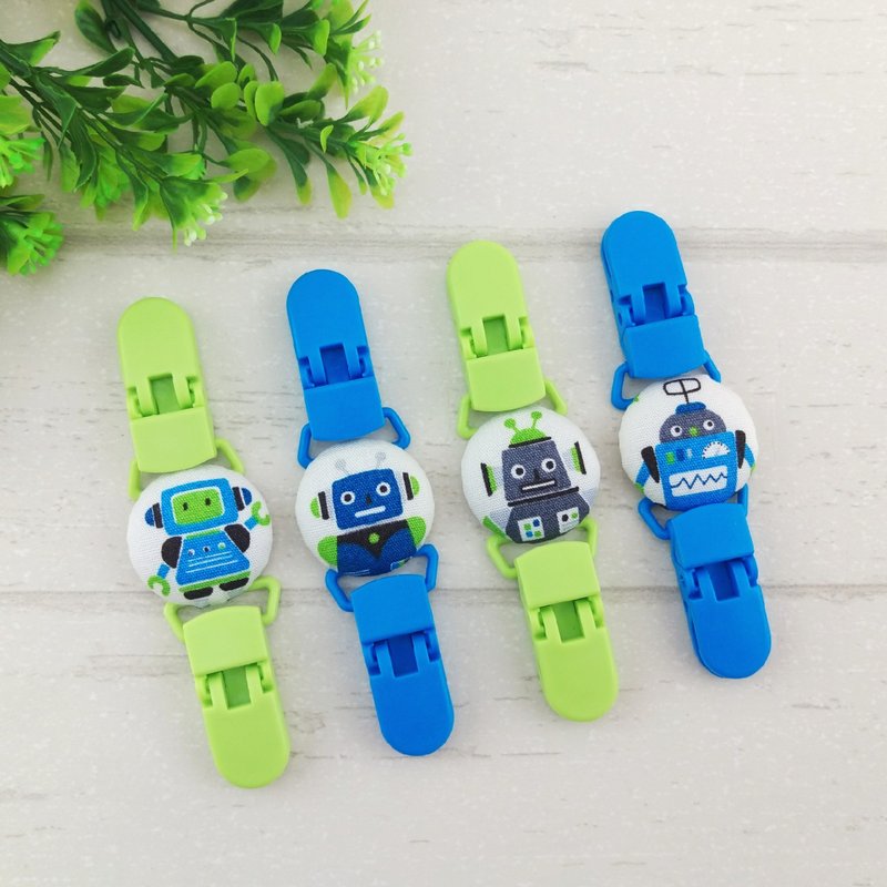 太空机器人-4款可选。手帕夹 - 围嘴/口水巾 - 棉．麻 蓝色