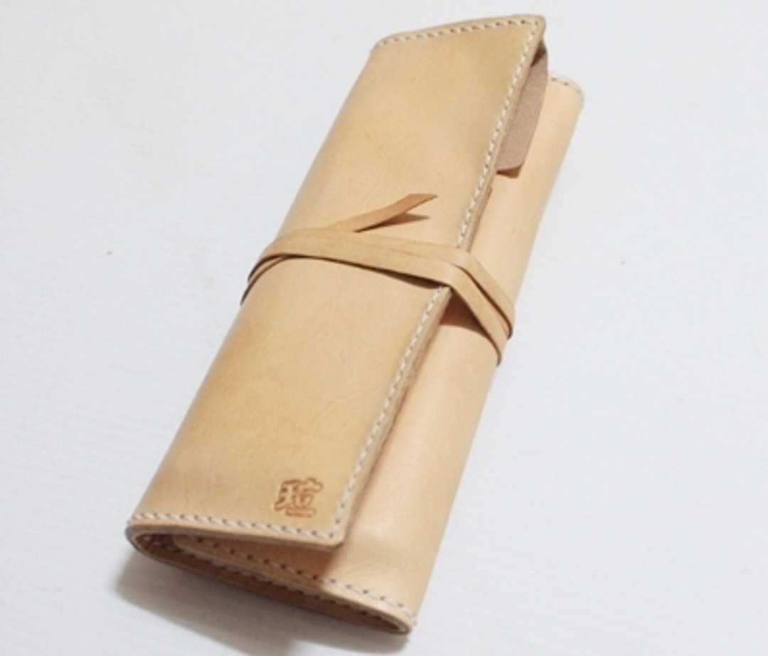 专属定制个人原皮色纯牛皮笔卷(套)(订做情人、生日送礼) - 铅笔盒/笔袋 - 真皮 