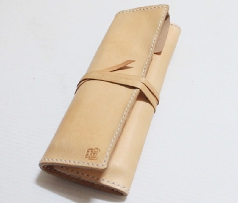 专属定制个人原皮色纯牛皮笔卷(套)(订做情人、生日送礼) - 铅笔盒/笔袋 - 真皮 