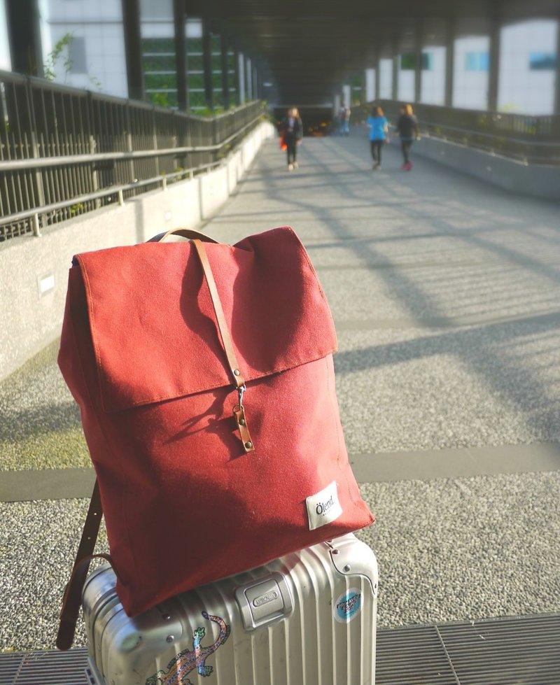|西班牙手工制作| Ölend Holden 帆布后背包(Bourdeaux波尔多红) - 后背包/双肩包 - 其他材质 红色