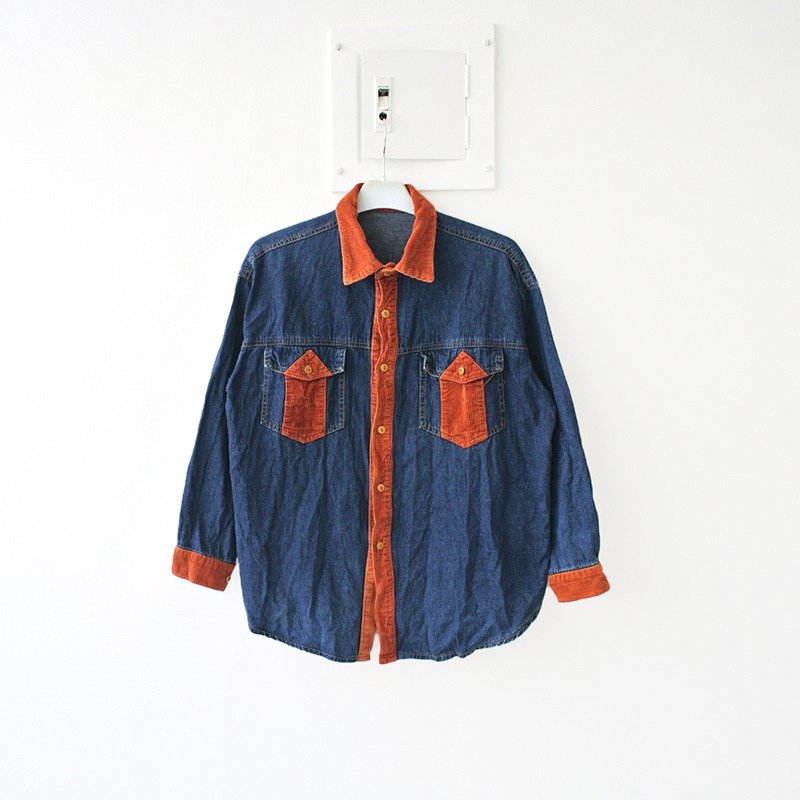 │Slowly│人生方向古着牛仔衬衫│vintage.复古.英伦.文艺.日本女孩.男孩风.外套 - 男装衬衫 - 其他材质 蓝色